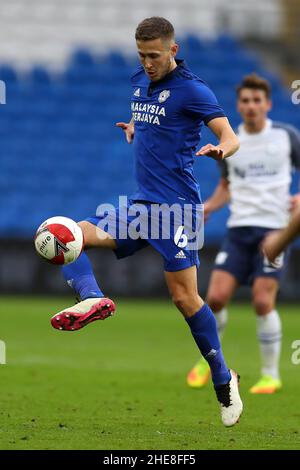 Cardiff, Regno Unito. 09th Jan 2022. Will Vaulks della città di Cardiff in azione. Emirates fa Cup 3rd round match, Cardiff City contro Preston North End al Cardiff City Stadium di Cardiff, Galles, domenica 9th gennaio 2022. Questa immagine può essere utilizzata solo a fini editoriali. Solo per uso editoriale, licenza richiesta per uso commerciale. Nessun uso in scommesse, giochi o un singolo club/campionato/player pubblicazioni. pic di Andrew Orchard/Andrew Orchard sport fotografia/Alamy Live news credito: Andrew Orchard sport fotografia/Alamy Live News Foto Stock