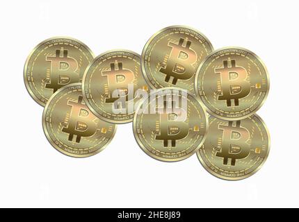 Bitcoin coin isolato su sfondo bianco vettore Illustrazione Vettoriale
