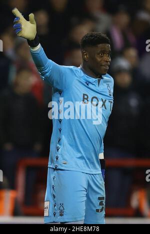 Nottingham, Inghilterra, 9th gennaio 2022. Brice Samba di Nottingham Forest durante la partita di Emirates fa Cup al City Ground di Nottingham. Il credito dell'immagine dovrebbe leggere: Darren Staples / Sportimage Credit: Sportimage/Alamy Live News Foto Stock