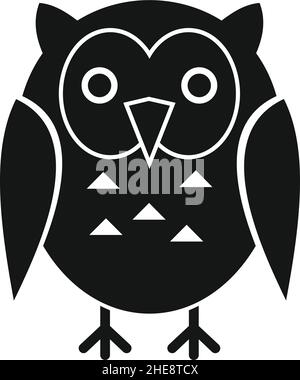 WISE OWL nero semplice silhouette vettoriale icona Illustrazione Vettoriale