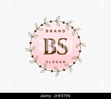 LOGO FEMMINILE BS. Utilizzabile per la natura, salone, centro benessere, cosmetici e loghi di bellezza. Elemento modello di disegno con logo a vettore piatto. Illustrazione Vettoriale