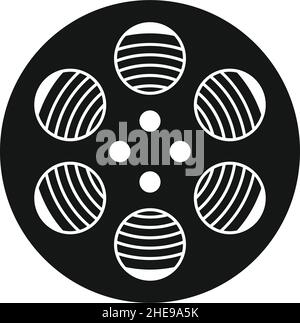 Pellicola Vector reel nera icona semplice isolata su bianco Illustrazione Vettoriale