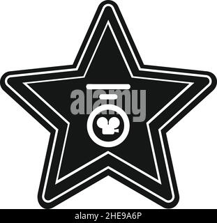 Vector star cinema nero semplice icona isolata su bianco Illustrazione Vettoriale