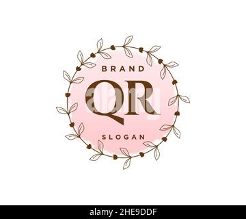 Logo QR femminile. Utilizzabile per la natura, salone, centro benessere, cosmetici e loghi di bellezza. Elemento modello di disegno con logo a vettore piatto. Illustrazione Vettoriale