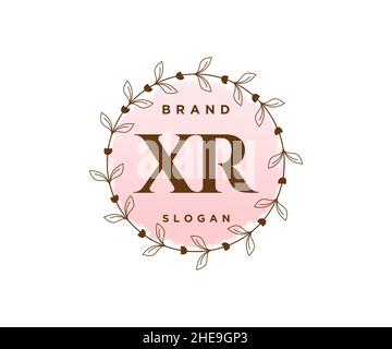 XR logo femminile. Utilizzabile per la natura, salone, centro benessere, cosmetici e loghi di bellezza. Elemento modello di disegno con logo a vettore piatto. Illustrazione Vettoriale