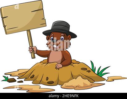 Vettore cartoon di un'illustrazione a tema del giorno di Groundhog Illustrazione Vettoriale