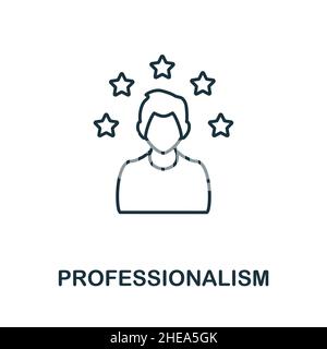 Icona della professionalità. Elemento di linea dalla raccolta di sviluppo aziendale. Segno icona di professionalità lineare per il web design, infografica e altro ancora. Illustrazione Vettoriale