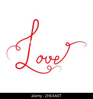 Amore. Disegno di linee continue. Scritta calligrafia disegnata a mano. Vettore. Linea art. Illustrazione Vettoriale