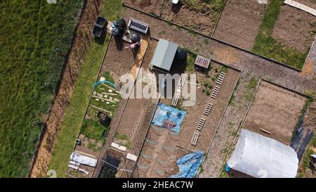 vista aerea di una sezione di assegnazione che guarda direttamente dall'alto Foto Stock