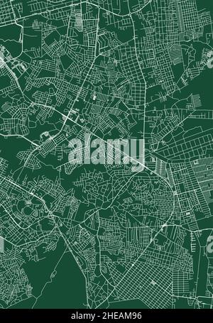 Mappa vettoriale del comune di Sao Luis in Brasile. Mappa della strada verde, area comunale, linee bianche. Panorama urbano per turismo. Illustrazione Vettoriale
