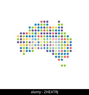 Mappa polka colorata punteggiata dell'Australia per il tuo disegno, Stock Vector Illustration isolato Illustrazione Vettoriale