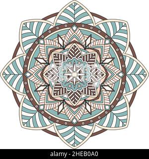 Colore mandala floreale, illustrazione vettoriale Illustrazione Vettoriale