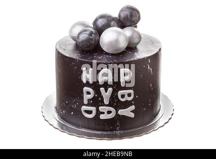 Cioccolato celebrativo e torta di concetto a base di palle e scritta Happy Birthday. Foto Stock