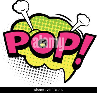 Suono pop in bubble per fumetti, pop art punteggiato. Fumetto vettoriale, fumetto fumetto illustrazione elemento vocale Illustrazione Vettoriale
