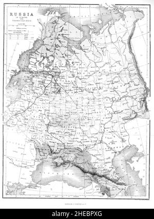 Mappa della Russia dal libro la storia illustrata della guerra contro la Russia (Guerra di Crimea Ottobre 1853 - Febbraio 1856) di Edward Henry Nolan, pubblicato nel 1857 Foto Stock