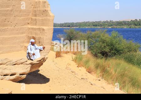 Egitto, Alto Egitto, valle del Nilo, Gebel Silsileh (Jebel Silsilah), antica cava di arenaria sulla riva occidentale del Nilo che serviva per tutti gli antichi templi dell'Alto Egitto (tranne Philae) Foto Stock
