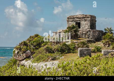 Messico, Quintana Roo, Tulum, Tulum rovine Maya sito archeologico Foto Stock