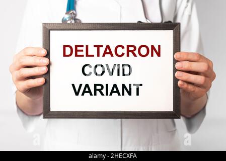 Deltacron ceppo di coronavirus. Nuova variante corona. Foto Stock