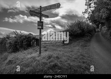 Country Lane vicino Enchmarsh nella Shropshire Hills Area of Outstanding Natural Beauty, Inghilterra Foto Stock