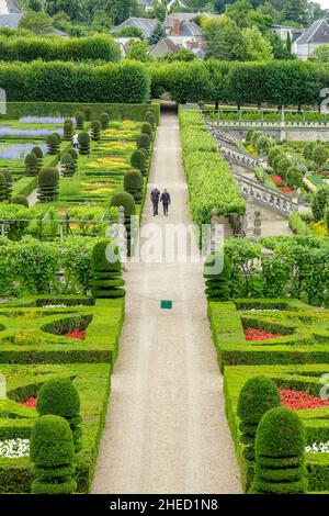 Francia, Indre e Loira, Valle della Loira, patrimonio mondiale dell'UNESCO, Villandry, castello di Villandry, proprietà di Henri e Angelique Carvallo, i giardini ornamentali e l'orto Foto Stock