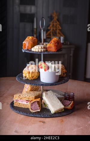 Focaccine e snack alla fragola Foto Stock