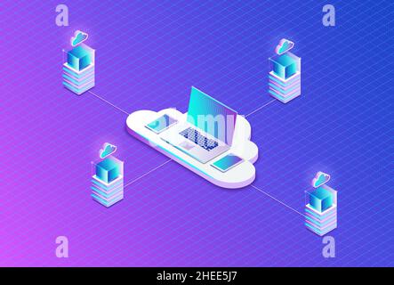 Concetto di cloud computing - Cloud Storage - Public Cloud Foto Stock