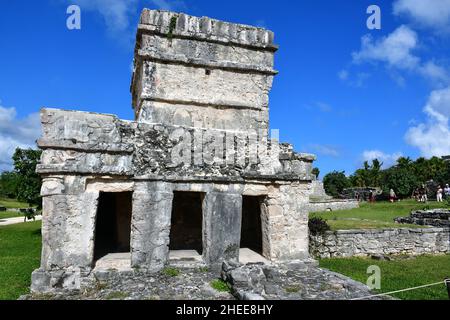 Tempio degli affreschi (Templo de las pinturas), rovina maya a, Tulum, Quintana Roo, Penisola di Yucatán, Messico, Nord America Foto Stock