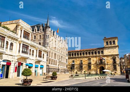 Edifici storici a Leon, Spagna Foto Stock