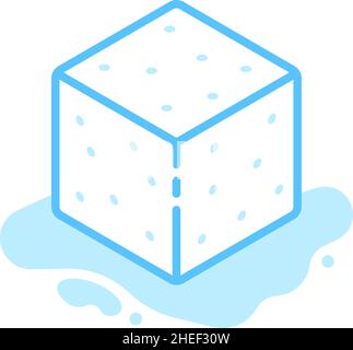 icona del cubo di ghiaccio blu isolata su bianco Illustrazione Vettoriale