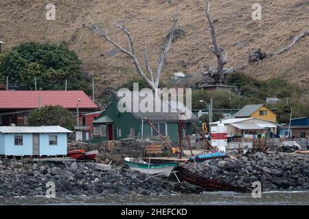 Vista di Rada de Colonia, Isola di Masafuera (Isla Alejandro Selkirk), Isole Juan Fernandez, Cile 8th marzo 2020 Foto Stock