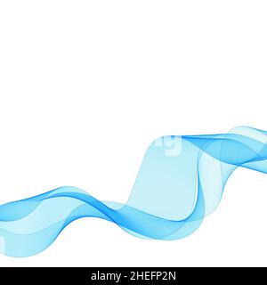 Linee blu ondulate lisce sotto forma di onde astratte Foto Stock