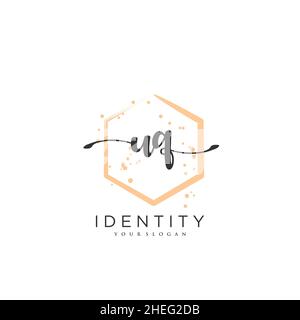 UQ Handwriting logo arte vettoriale di firma iniziale, matrimonio, moda, gioielleria, boutique, floreale e botanica con modello creativo per qualsiasi azienda Illustrazione Vettoriale
