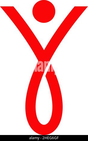 Icona umana o persona per il disegno del logo del vettore della comunità del giorno dell'AIDS Illustrazione Vettoriale