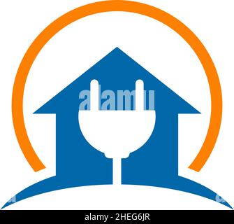 Elettricità home icona vettore logo design Illustrazione Vettoriale