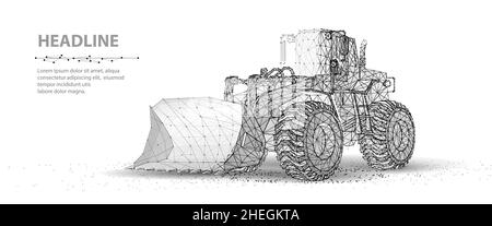 Caricatore. Illustrazione astratta della pala caricatrice pesante a 3D ruote isolata in bianco. Illustrazione Vettoriale