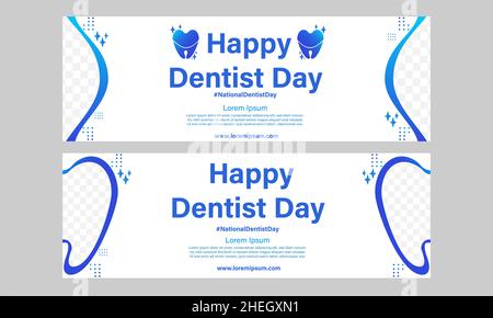 happy nazionale dentista giorno orizzontale banner modello design Foto Stock