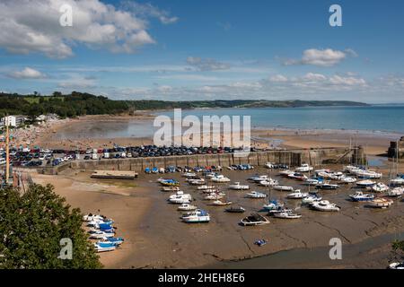 Popolare destinazione di vacanza, Saundersfoot, Pembrokeshire, Galles Foto Stock