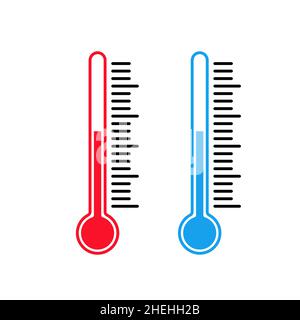 Icona del termometro. Concetto di controllo della temperatura. Temperatura alta e bassa. Vettore su sfondo isolato. EPS 10. Illustrazione Vettoriale