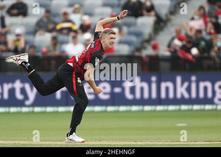 MELBOURNE, AUSTRALIA - GENNAIO 11: Will Sutherland delle coppe Renegades durante la partita di cricket della Big Bash League tra i Melbourne Renegades e i Sydney Sixers al GMHBA Stadium Geelong il 11 Gennaio 2022 a Geelong, Australia. Image Credit: brett keating/Alamy Live News Foto Stock