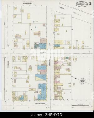 Sanborn Fire Insurance Map da San Angelo, Tom Green County, Texas. Foto Stock