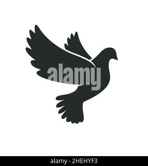 bella volare pace colomba piccione uccello profilo vettore isolato su sfondo bianco Illustrazione Vettoriale
