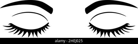 semplice bella uomo femmina chiuso dormire occhi vettore illustrazione icona bianco e nero isolato su sfondo bianco Illustrazione Vettoriale