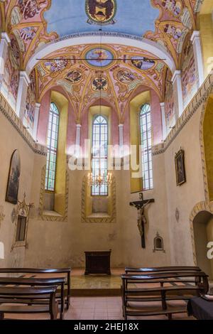 LUBIANA, SLOVENIA - 13 MAGGIO 2019: Cappella del castello di Lubiana, Slovenia Foto Stock