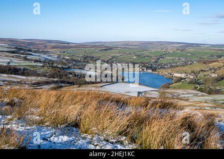 Leeming Reservoir, Near Oxenhope, Bradford, West Yorkshire, England, UK. Foto Stock