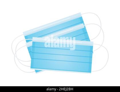 Maschere mediche monouso illustrazione vettoriale isolato su sfondo bianco. Illustrazione Vettoriale