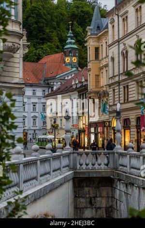 LUBIANA, SLOVENIA - 13 MAGGIO 2019: Vista del centro di Lubiana, Slovenia Foto Stock