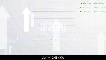 Immagine delle frecce sull'elaborazione dei dati finanziari Foto Stock