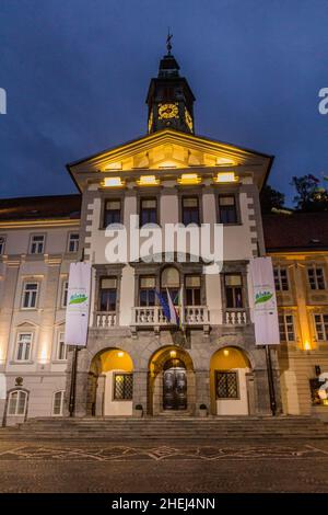 LUBIANA, SLOVENIA - 13 MAGGIO 2019: Municipio di Lubiana, Slovenia Foto Stock