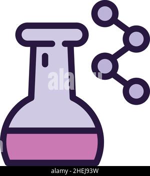 Vettore di contorno icona matraccio chimico. Biologia umana. Esperimento di laboratorio Illustrazione Vettoriale