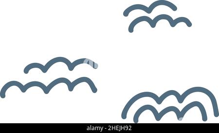 Vettore disegnata a mano nuvole di bambina. Elemento del logo minimo Sky per il branding aziendale relativo ai bambini. Simpatica clipart per t-shirt, cancelleria. Nero Illustrazione Vettoriale